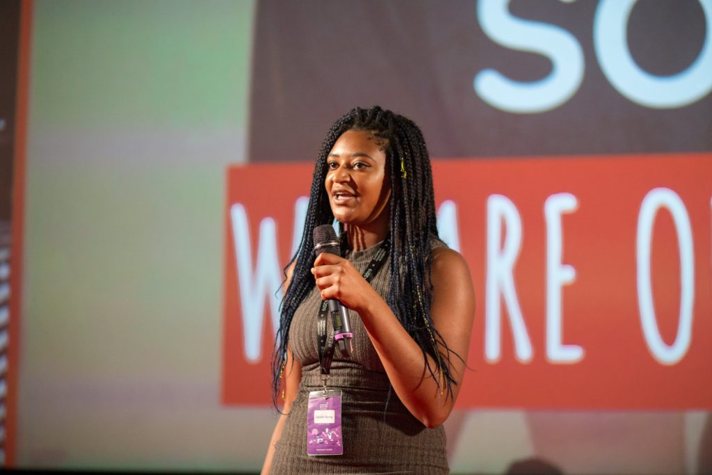 Girl Pitching her Startup Idea